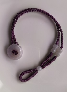 天然翡翠平安扣紫手工原创编织设计女款优雅独特个性手绳吊坠项链