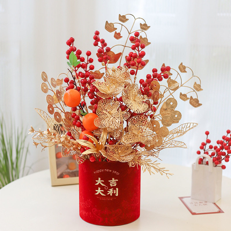 2026新年福桶成品套装大礼包年宵花桶春节喜庆乔迁仿真花装饰摆件,淘宝优惠券,粉丝福利购,淘宝优惠卷