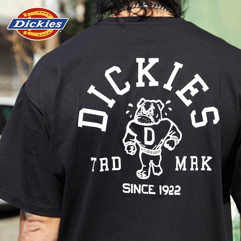 Dickies24春夏新品 后背卡通印花圆领宽松短袖T恤 男女情侣 - 图2