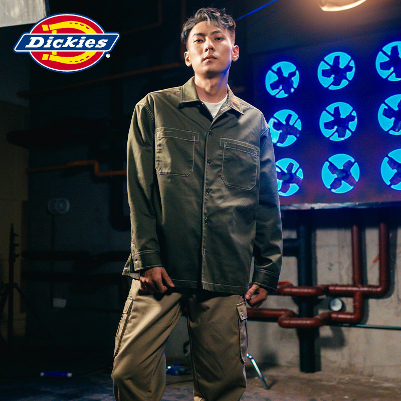 dickies休闲纯色长袖男宽松黑衬衫 dickies衬衫