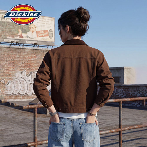 Dickies帝酷适美式复古短款工装夹克女微拼色翻领小个子百搭外套J - 图3