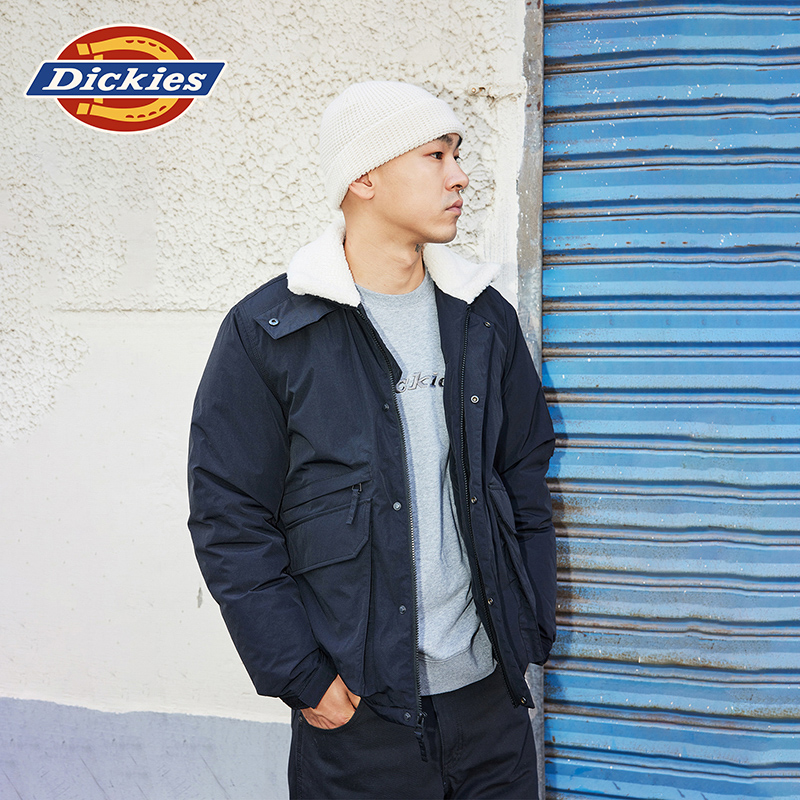 Dickies秋冬防风防泼水仿羊羔绒衣领羽绒服保暖宽松外套男女情侣