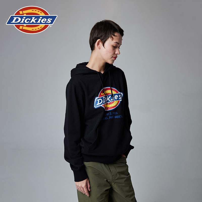Dickies 手绘感LOGO印花休闲春夏连帽毛圈卫衣 男女情侣