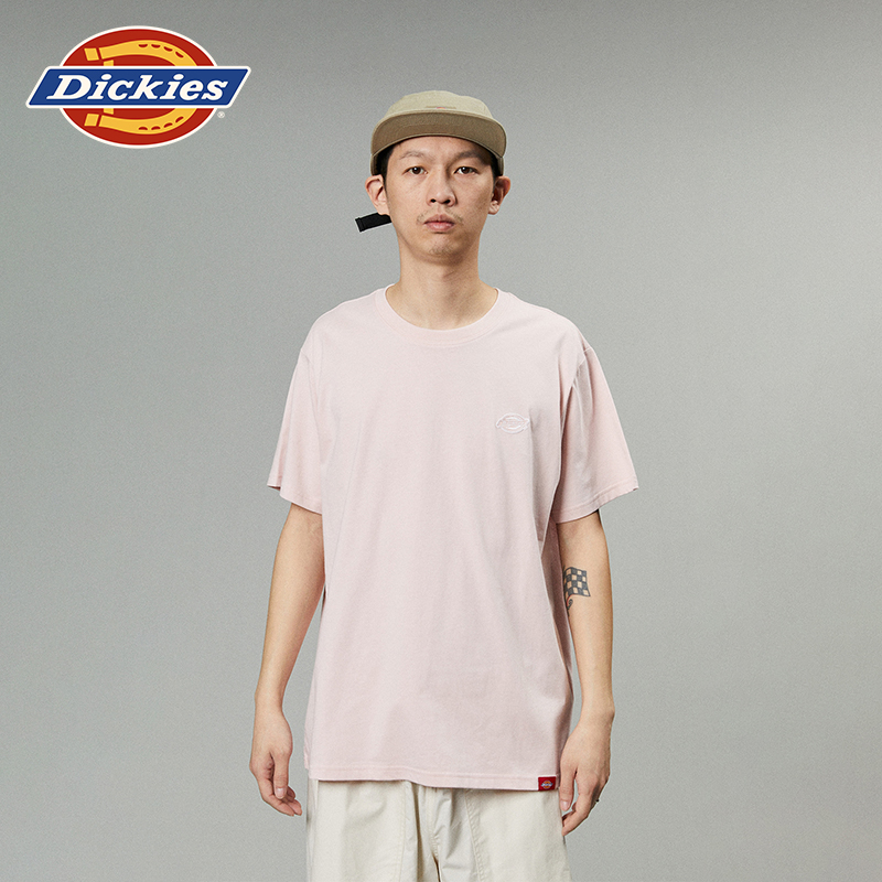 Dickies24春夏新品小logo徽章舒适圆领纯棉内搭短袖T恤男女情侣-图0