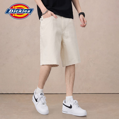 Dickies帝酷适夏季休闲牛仔短裤男宽松纯棉直筒中裤百搭五分裤子M - 图1