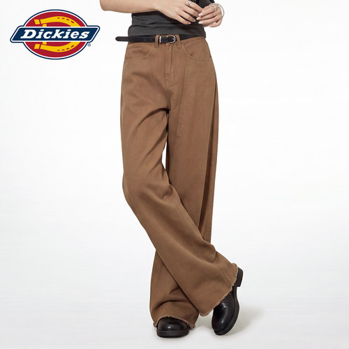 Dickies帝酷适深卡其高腰牛仔裤女夏季新款设计感宽松休闲阔腿裤m - 图2