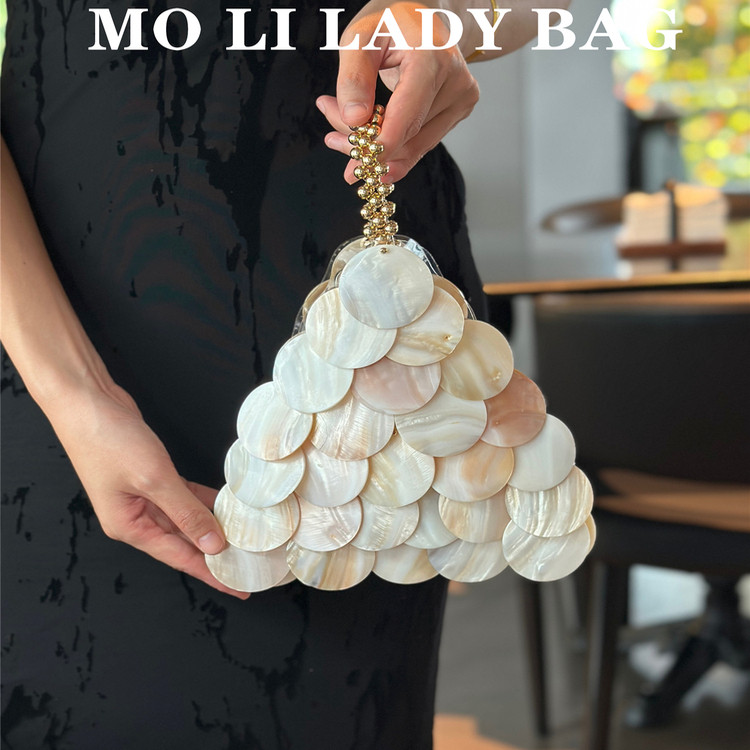 2025度假风仙女天然贝母亮片贝壳包晚宴手工编织串珠珍珠包手提包,淘宝优惠券,粉丝福利购,淘宝优惠卷