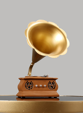 中式铁艺留声机客厅摆放软装摆件