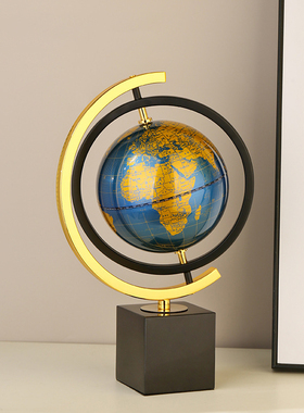 办公室旋转地球仪摆件高级感客厅酒柜装饰品新家乔迁新居礼品高档