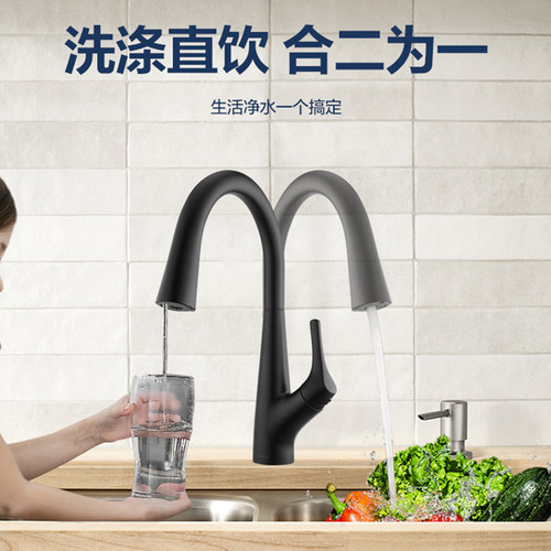 摩恩抽拉水龙头净水器龙头家用厨房水槽防溅冷热水净水二合一龙头 - 图1