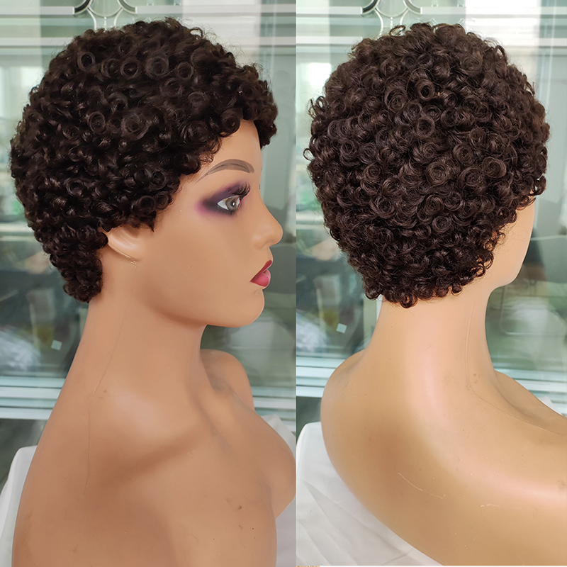 非洲小卷棕色假发美式风自然透气蓬松 afro Kinkly Curly Wig - 图1