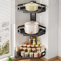 Black Kitchen Corner Shelving Corner vertical placing hanging pan with containing shelf Chopstick Rack Condiment Cabinet Racks