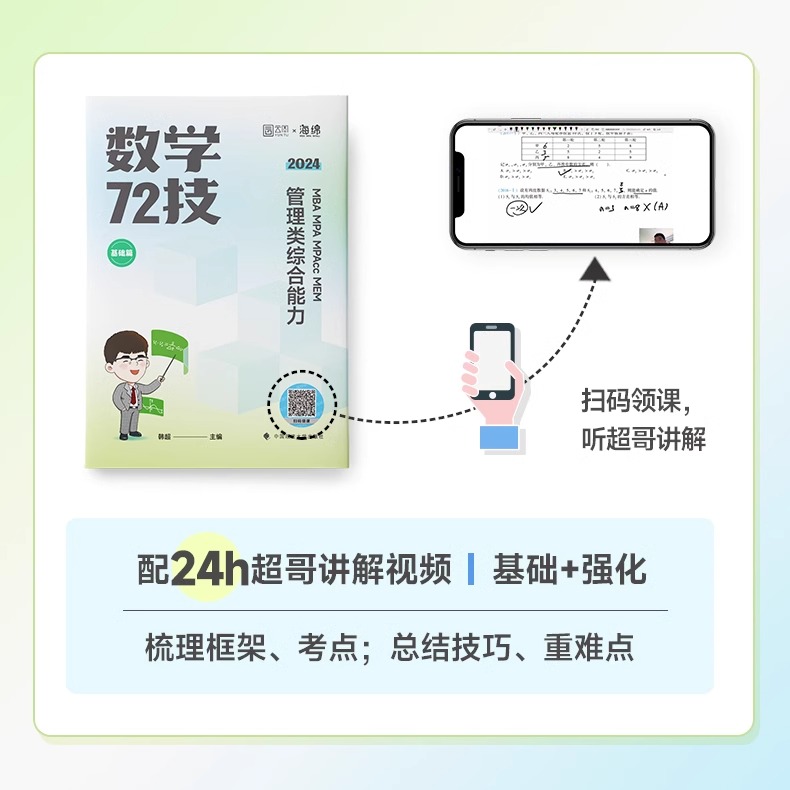 现货】2025管理类联考199韩超数学72技 199管理类联考数学教材MBAMPAMPAccMEM可搭管理类数学历年真题王诚写作真题陈剑数学分册-图0