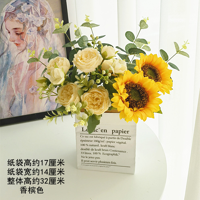 新品向日葵假花花束仿真花摆设客厅餐桌花艺装饰花摆件ins风卧室-图1