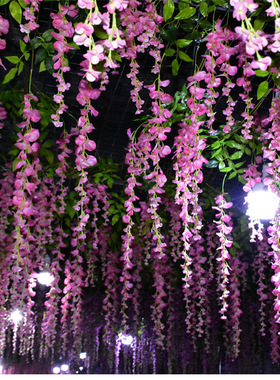 仿真紫藤花豆花花藤绢花吊顶藤条