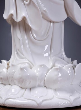 陶瓷送子观音佛像观音菩萨站莲南海观世音家用供奉神像客厅摆件