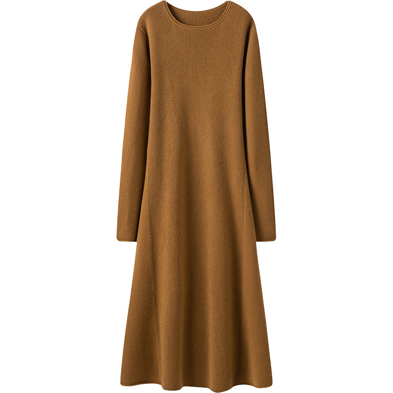把厚度做足！优雅气质~圆领长款羊绒衫女加厚纯羊绒毛衣连衣裙,淘宝优惠券,粉丝福利购,淘宝优惠卷