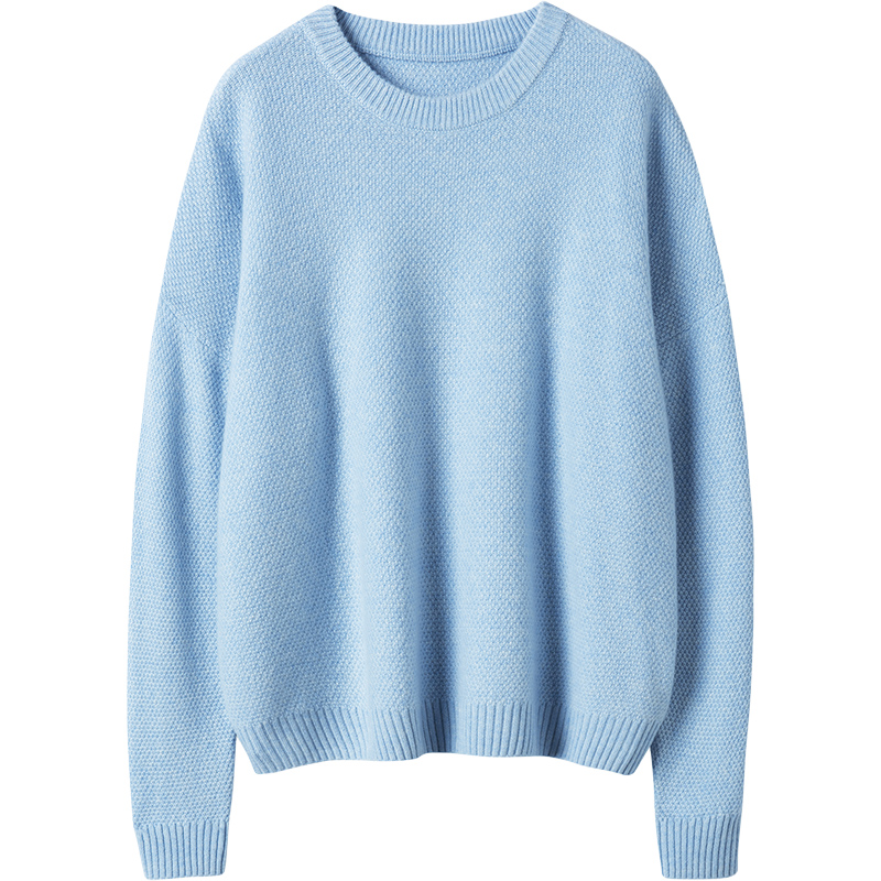 漫不经心的夺目！菠萝针纯山羊绒衫女圆领纯羊绒毛衣套头秋冬加厚 - 图3