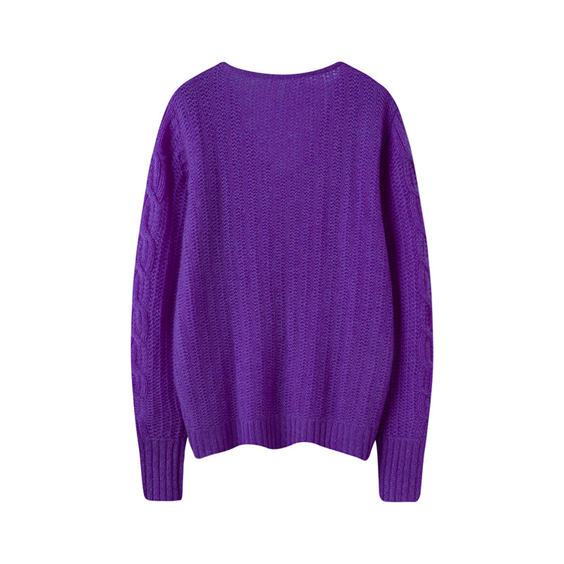 抓人的舒服好看~V领绞花羊绒衫女宽松慵懒风纯羊绒毛衣秋冬新款,淘宝优惠券,粉丝福利购,淘宝优惠卷