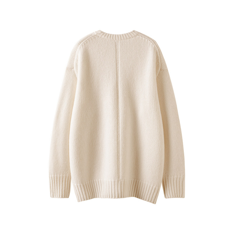 上身巨好看！重磅加厚纯羊绒针织毛衣背后坑条廓形套头针织衫女,淘宝优惠券,粉丝福利购,淘宝优惠卷