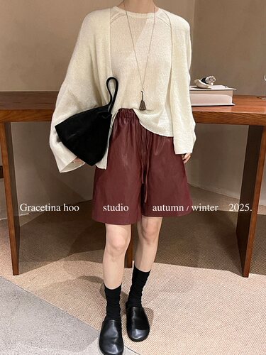 2025新款秋装时尚老钱风皮裤-图3