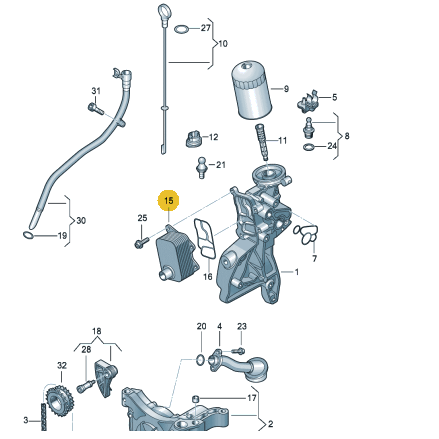 适用奥迪a4l a5 a6l q3 q5 迈腾 CC  ea888机油散热器 原厂正品 - 图0