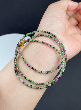 天然红绿宝方块手链迷你魔方手串