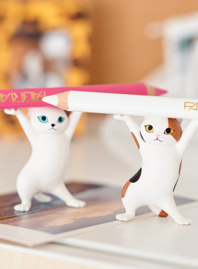 搞怪托举猫笔架桌面摆件举手礼物