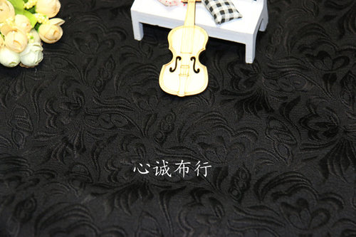 新款 黑色白色肉粉色蝴蝶花涤棉提花布料 外套短裙汉服面料 - 图3
