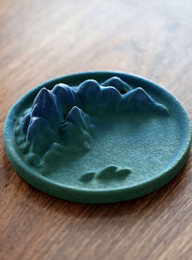 司香尉青绿釉香插陶瓷千里江山