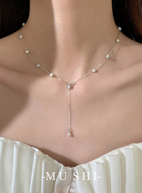 气质简约珍珠项链女s925银森系