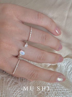 极细通勤细闪戒指女通体s925纯银