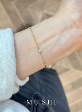 单钻手链女s925纯银镀14K金