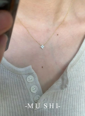 幸运四叶草S925纯银镀18K金项链