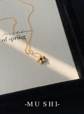 s925纯银镀18K金花朵项链