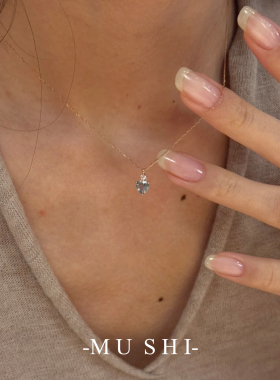 海蓝爱心项链女通体s925纯银