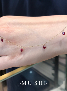 水滴红刚玉S925纯银镀18K金项链