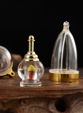 西藏吊坠透明可打开绿度母佛牌