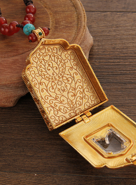 嘎乌盒吊坠挂件八吉祥六字真言嘎乌盒男女项链赠楞严咒经文护身