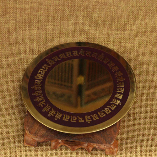 风水用品 如法纯铜准提镜/准提母菩萨像/铜镜 直径16cm - 图3