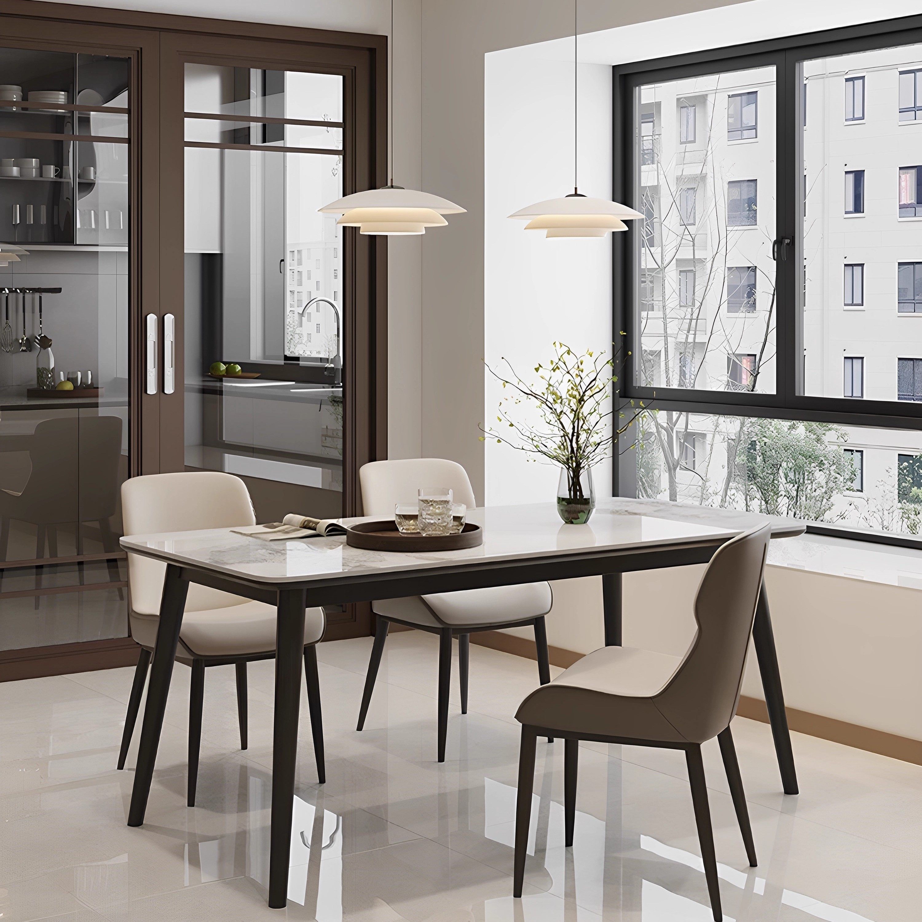 轻奢岩板餐桌椅组合现代意式极简家用小户型长方形大理石吃饭桌子,淘宝优惠券,粉丝福利购,淘宝优惠卷