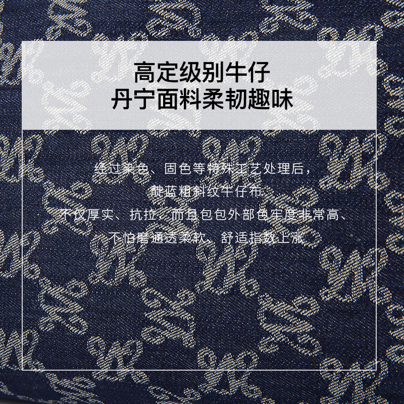 万里马2024新款丹宁牛仔饺子包时尚小方包高级感手提单肩斜挎包 - 图2