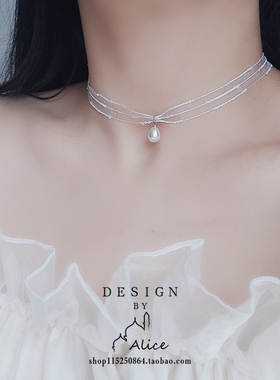 原创设计感铃兰锁骨链短款choker