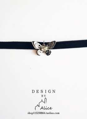 黑色气质小众蝴蝶脖子饰品choker