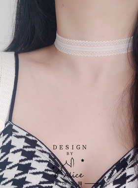 不掉色高级感蕾丝锁骨链choker