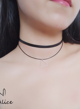 alice锁骨链黑色双层女脖子饰品