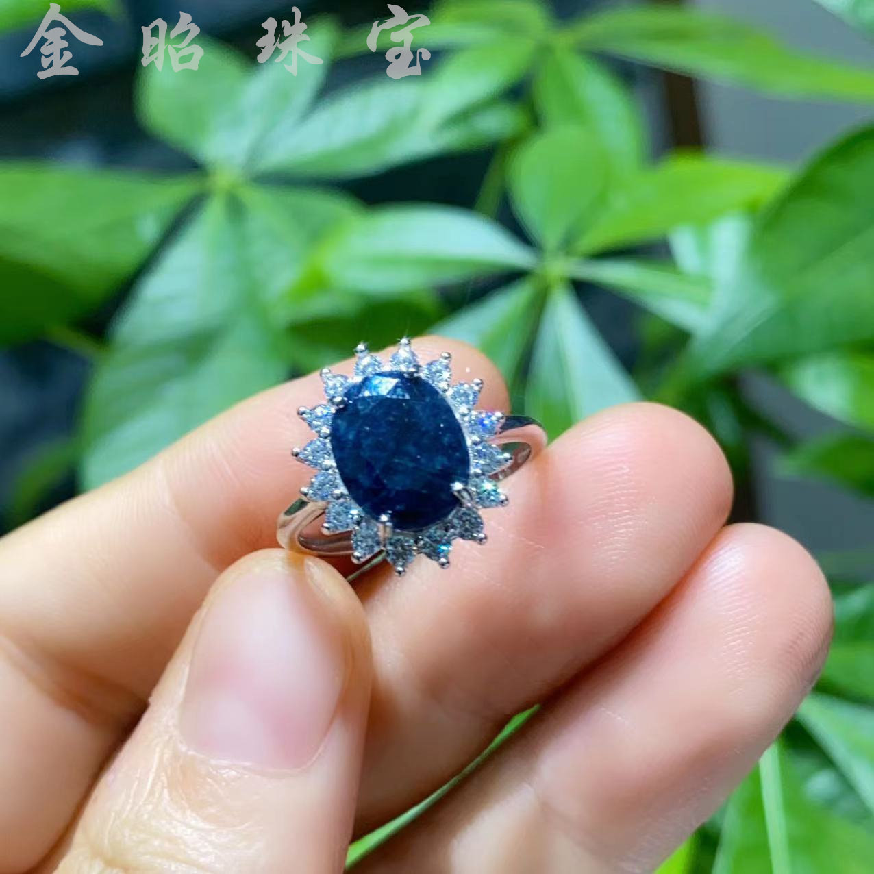 戴妃款天然蓝宝石套装项链吊坠耳钉戒指女士活口戒山东蓝宝墨水蓝,淘宝优惠券,粉丝福利购,淘宝优惠卷