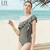 Yizi 2019 áo tắm mới nữ thanh lịch ngọt ngào lá sen xiên vai che bụng là áo tắm tam giác Xiêm mỏng - Bộ đồ bơi One Piece mẫu áo tắm liền thân đẹp Bộ đồ bơi One Piece
