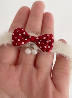 25元毛绒项圈choker项链锁骨链波点蝴蝶结约会拍摄配饰可改尺寸