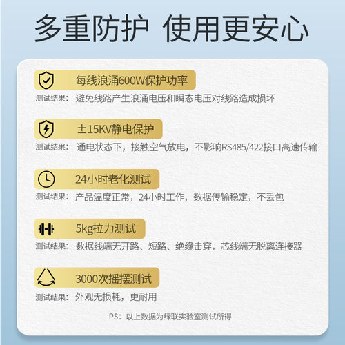 绿联usb转rs485/422/232串口线工业级九针db9针数据调试接口通讯模块芯片连接笔记本和电脑口转接头转换器 - 图3